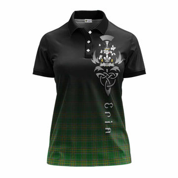 Tartan Vibes Clothing Ley Irish Clan Women's Polo Shirt with Coat of Arms Erin Go Bragh Celtic Inspired