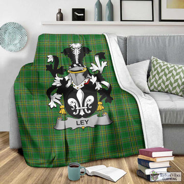 Tartan Vibes Clothing Ley Irish Clan Tartan Blanket with Coat of Arms