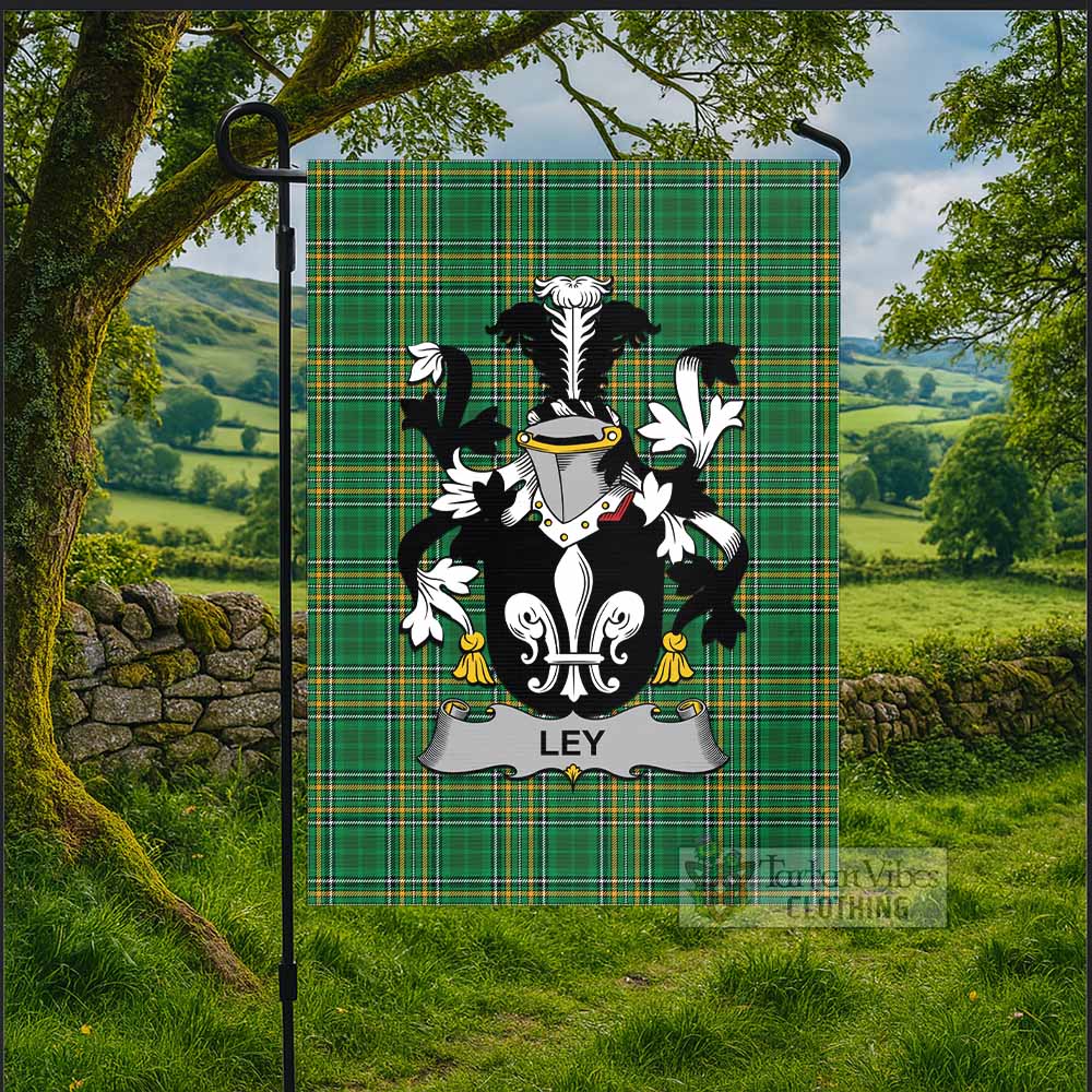 Ley Irish Clan Tartan Flag with Coat of Arms
