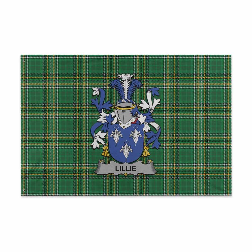 Tartan Vibes Clothing Lillie Irish Clan Tartan House Flag with Coat of Arms