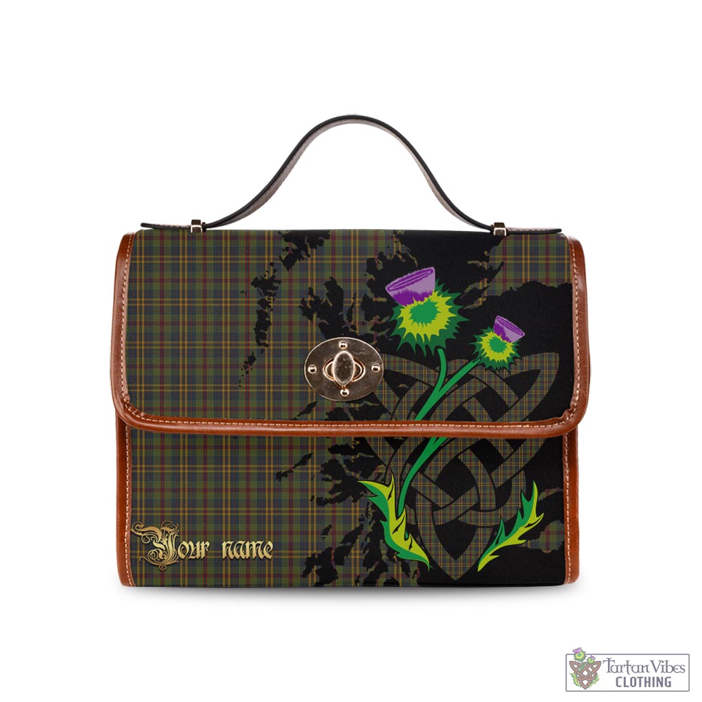 Tartan Vibes Clothing Limerick County Ireland Tartan Waterproof Canvas Bag with Scotland Map and Thistle Celtic Accents