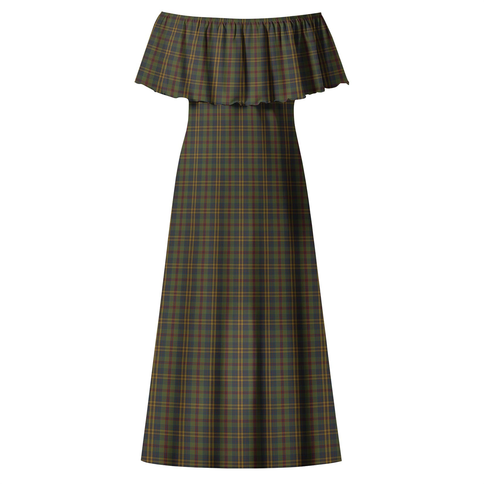 Limerick County Ireland Tartan Off Shoulder Long Dress - Tartanvibesclothing
