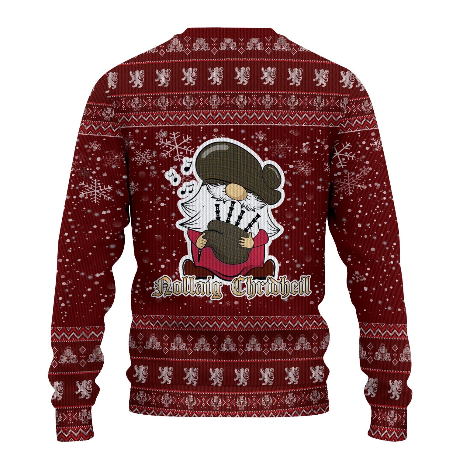 Limerick County Ireland Clan Christmas Family Knitted Sweater with Funny Gnome Playing Bagpipes - Tartanvibesclothing