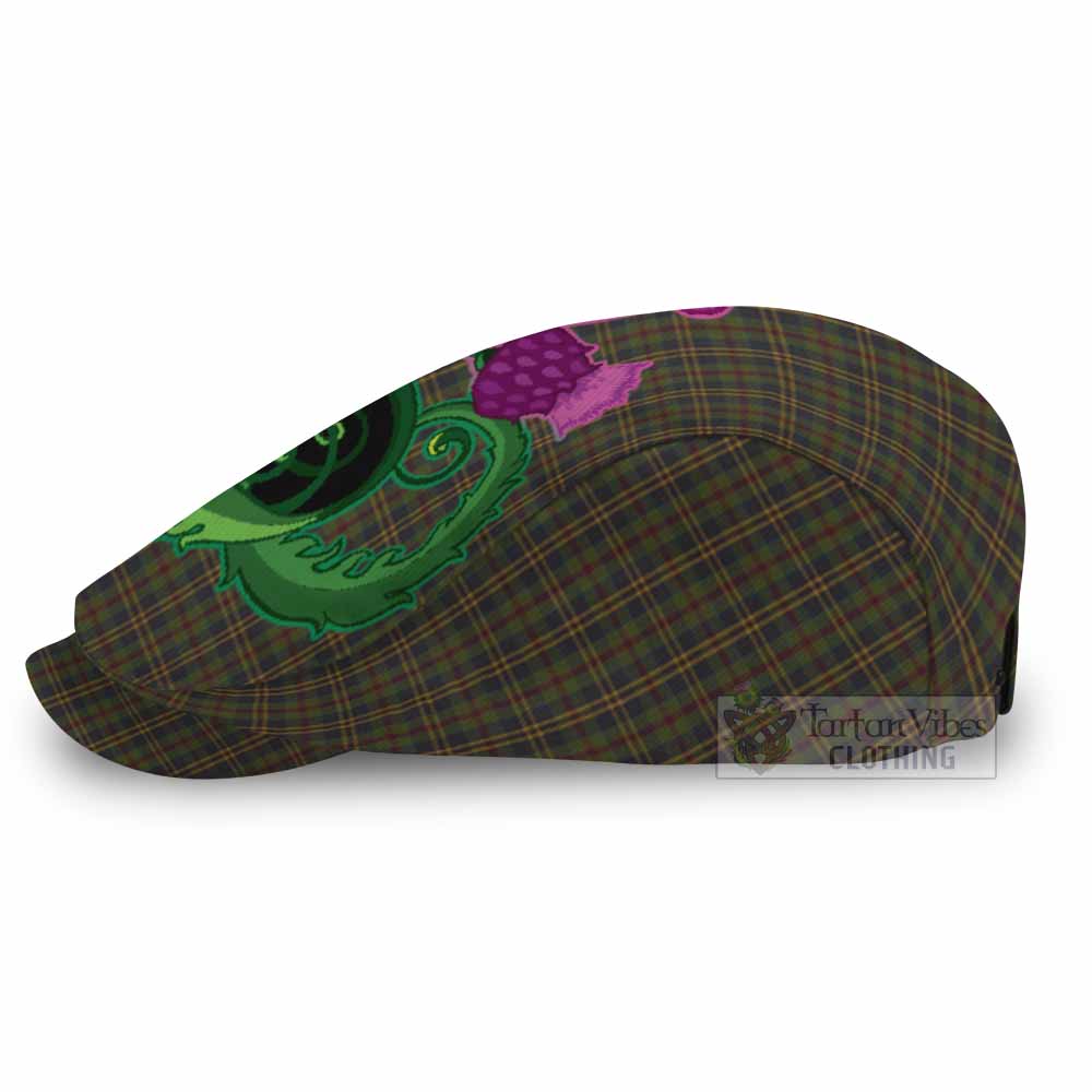 Limerick County Ireland Tartan Flat Cap, Jeff Cap Traditional Scottish Thistle