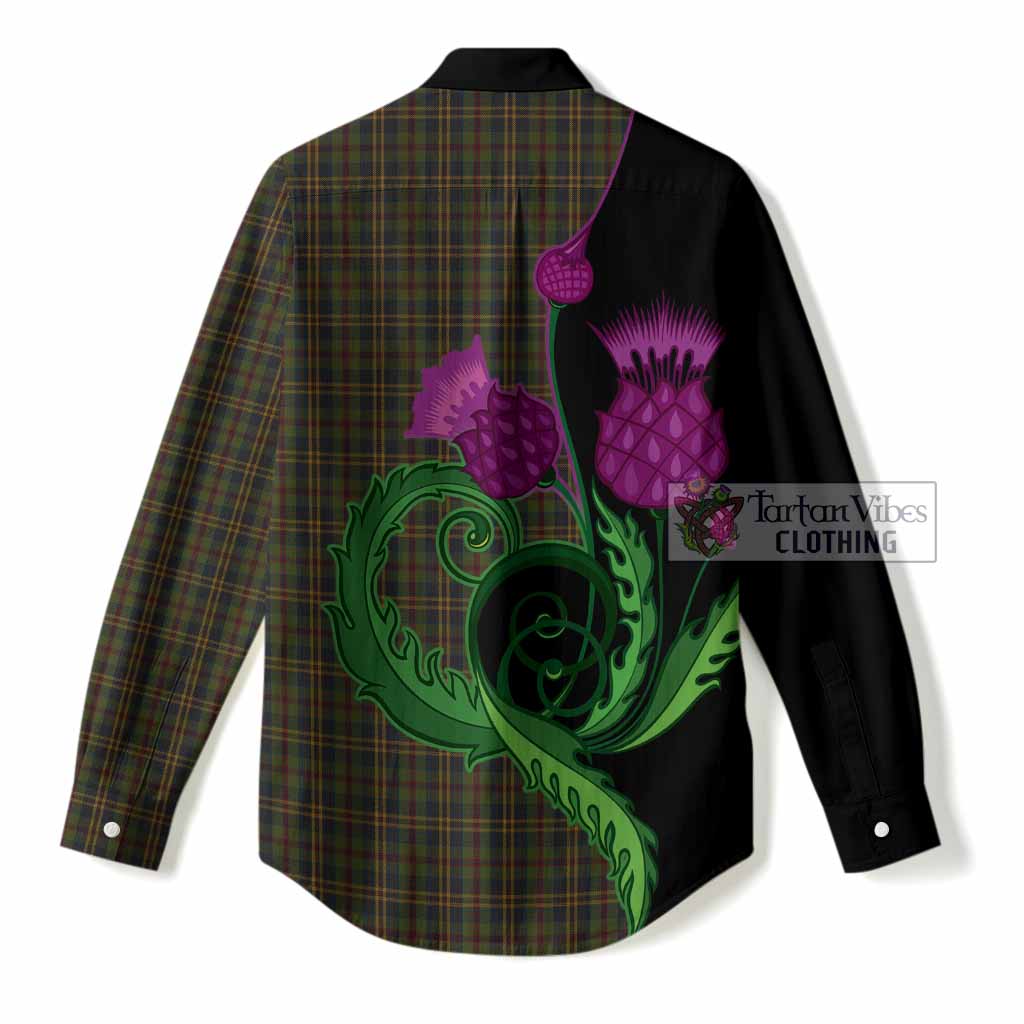 Limerick County Ireland Tartan Women Casual Shirt Traditional Scottish Thistle