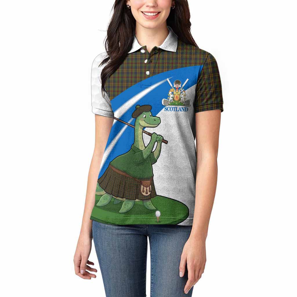 Limerick Tartan Crest Golf Nessie Women Polo Shirt Loch Ness Monster Sporty Style