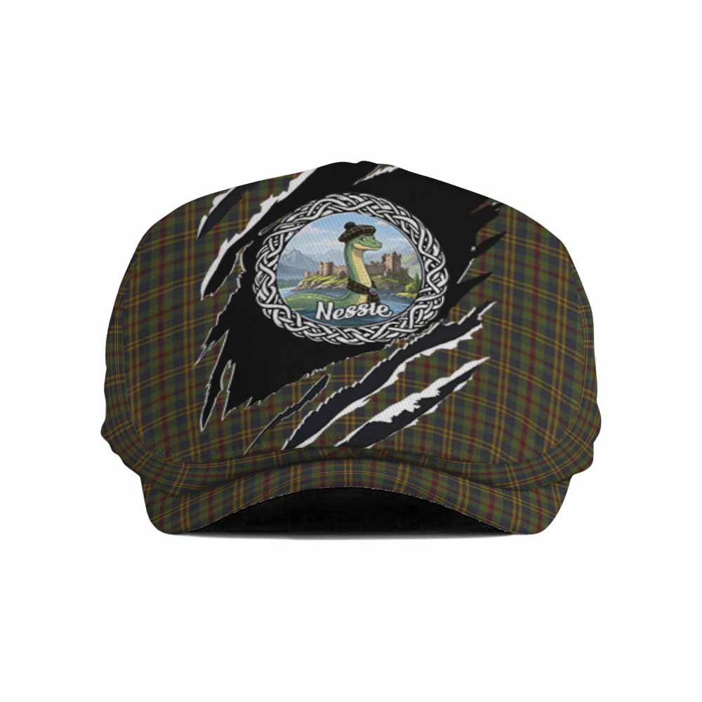 Limerick Tartan Loch Ness Monster Flat Cap, Jeff Cap Celtic Knot Nessie Art