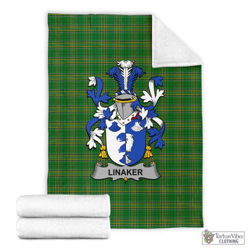 Tartan Vibes Clothing Linaker Irish Clan Tartan Blanket with Coat of Arms