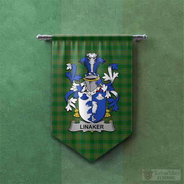 Tartan Vibes Clothing Linaker Irish Clan Tartan Gonfalon, Tartan Banner with Coat of Arms