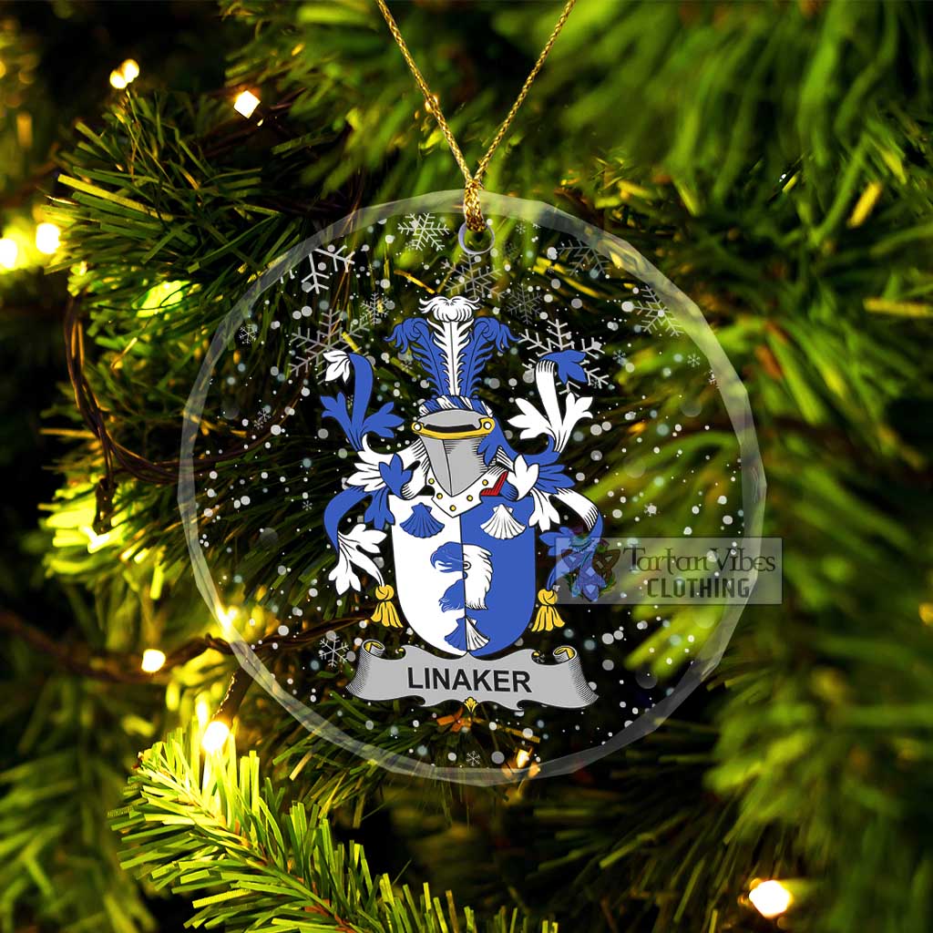 Linaker Irish Clan Christmas Glass Ornament with Coat of Arms Transparent Glass Circle - 2D-tartanvibesclothing