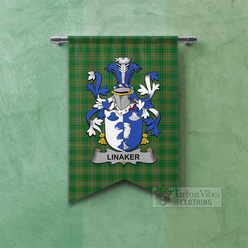 Tartan Vibes Clothing Linaker Irish Clan Tartan Gonfalon, Tartan Banner with Coat of Arms
