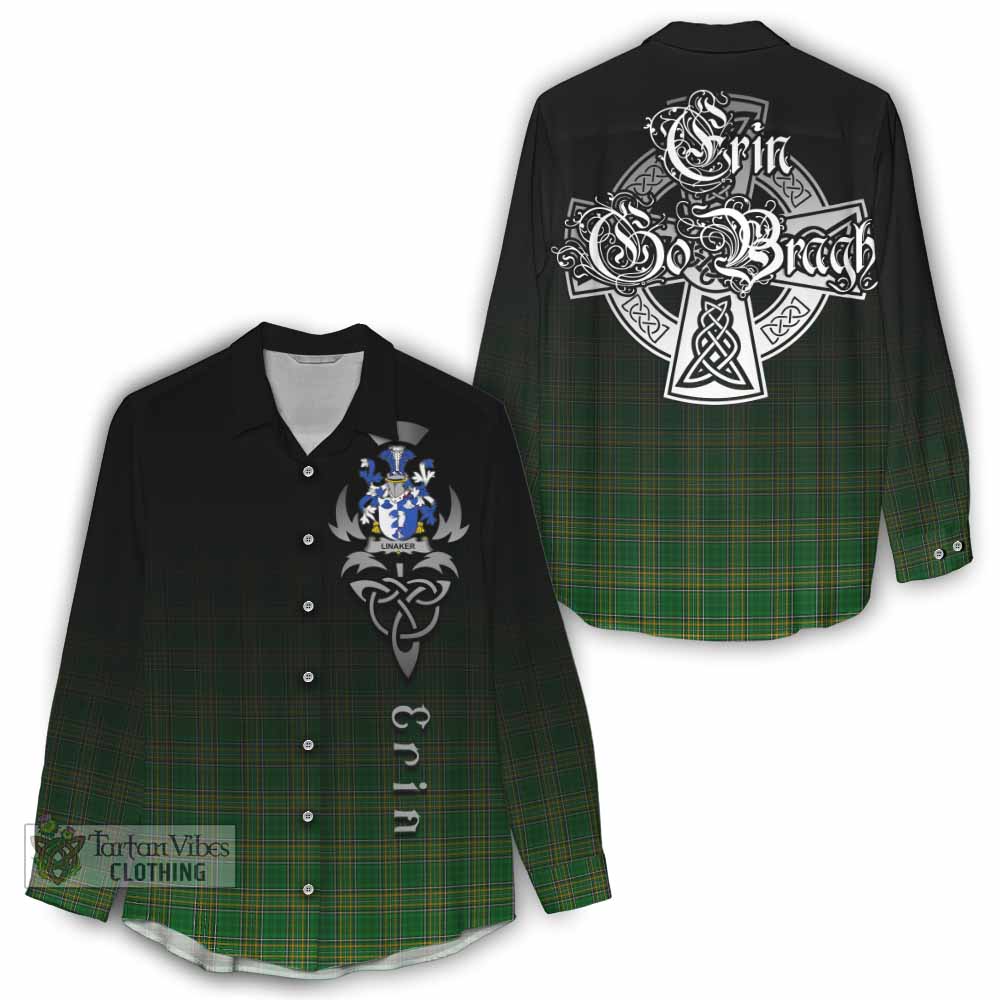 Tartan Vibes Clothing Linaker Irish Clan Women's Casual Shirt with Coat of Arms Erin Go Bragh Celtic Inspired
