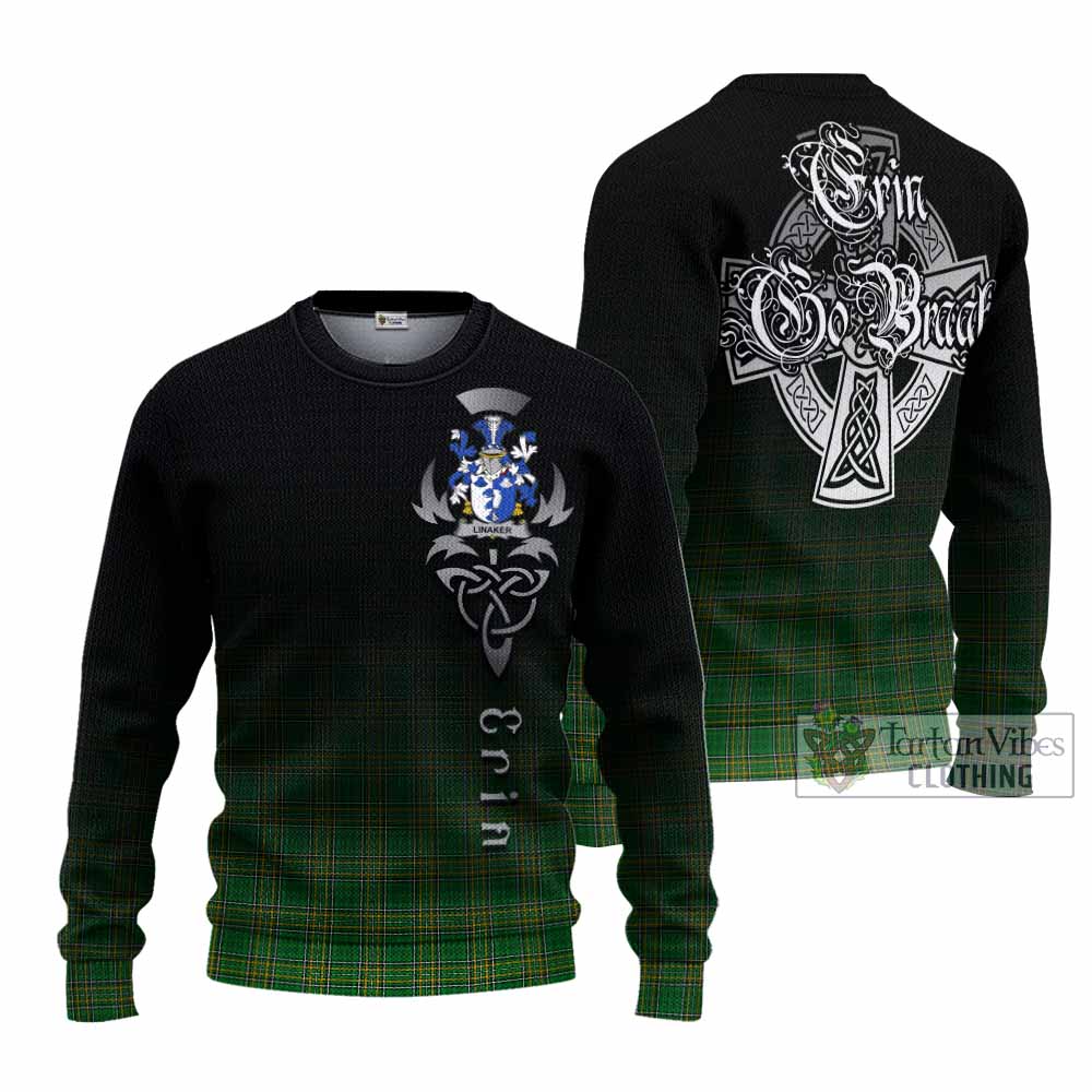 Tartan Vibes Clothing Linaker Irish Clan Knitted Sweater with Coat of Arms Erin Go Bragh Celtic Inspired