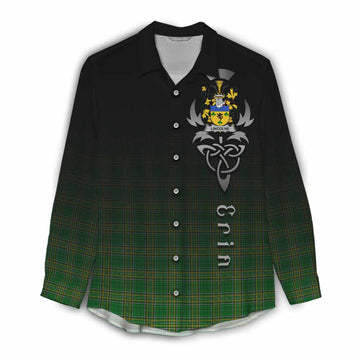 Tartan Vibes Clothing Lincolne Irish Clan Women's Casual Shirt with Coat of Arms Erin Go Bragh Celtic Inspired