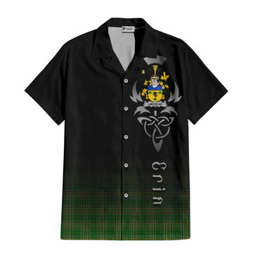 Tartan Vibes Clothing Lincolne Irish Clan Short Sleeve Button Shirt with Coat of Arms Erin Go Bragh Celtic Inspired