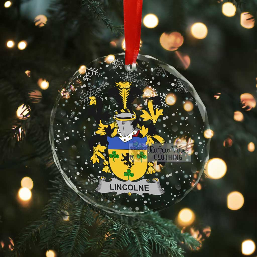 Lincolne Irish Clan Christmas Glass Ornament with Coat of Arms - 2D-tartanvibesclothing