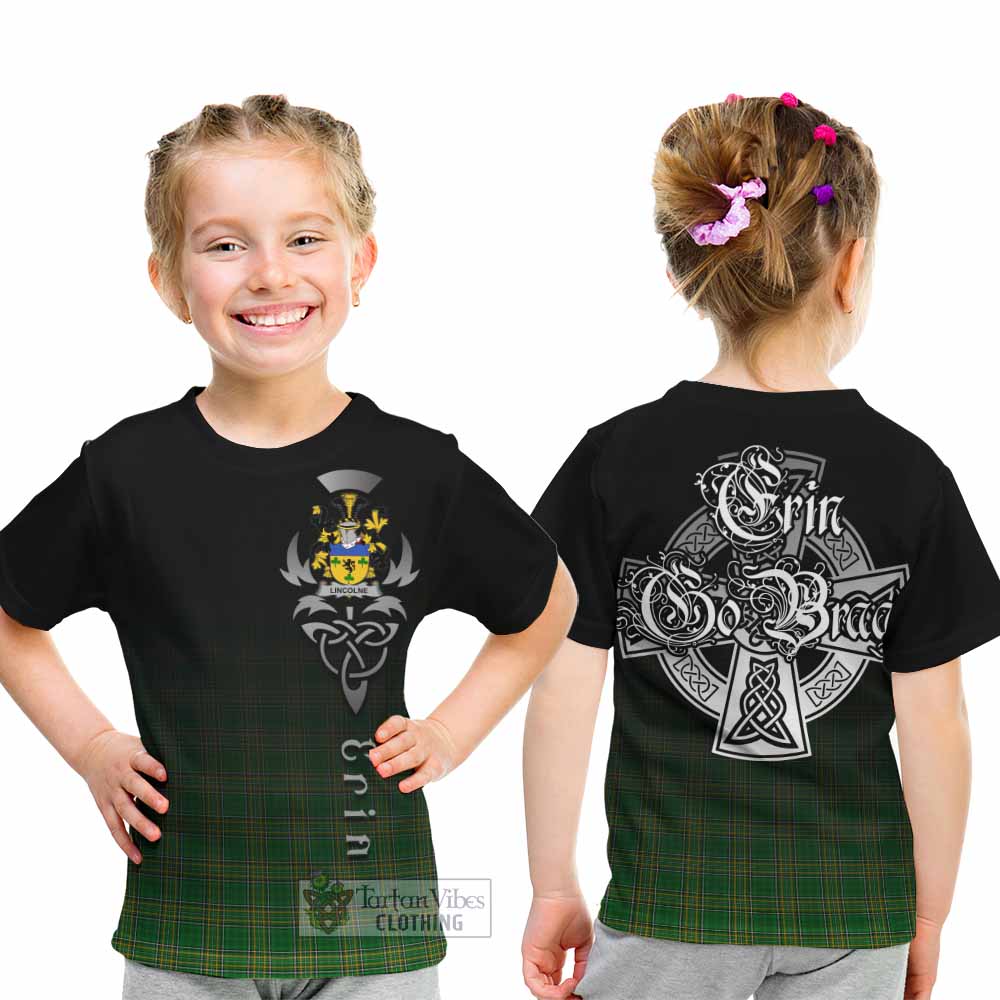 Tartan Vibes Clothing Lincolne Irish Clan Kid T-Shirt with Coat of Arms Erin Go Bragh Celtic Inspired