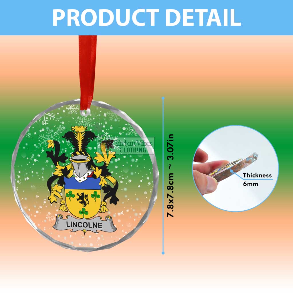 Lincolne Irish Clan Christmas Glass Ornament with Coat of Arms - 2D-tartanvibesclothing