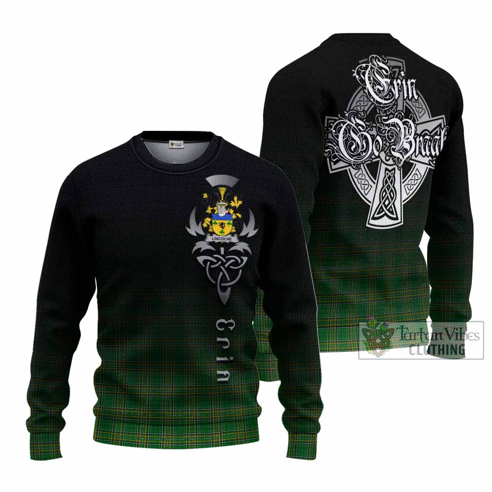 Tartan Vibes Clothing Lincolne Irish Clan Knitted Sweater with Coat of Arms Erin Go Bragh Celtic Inspired