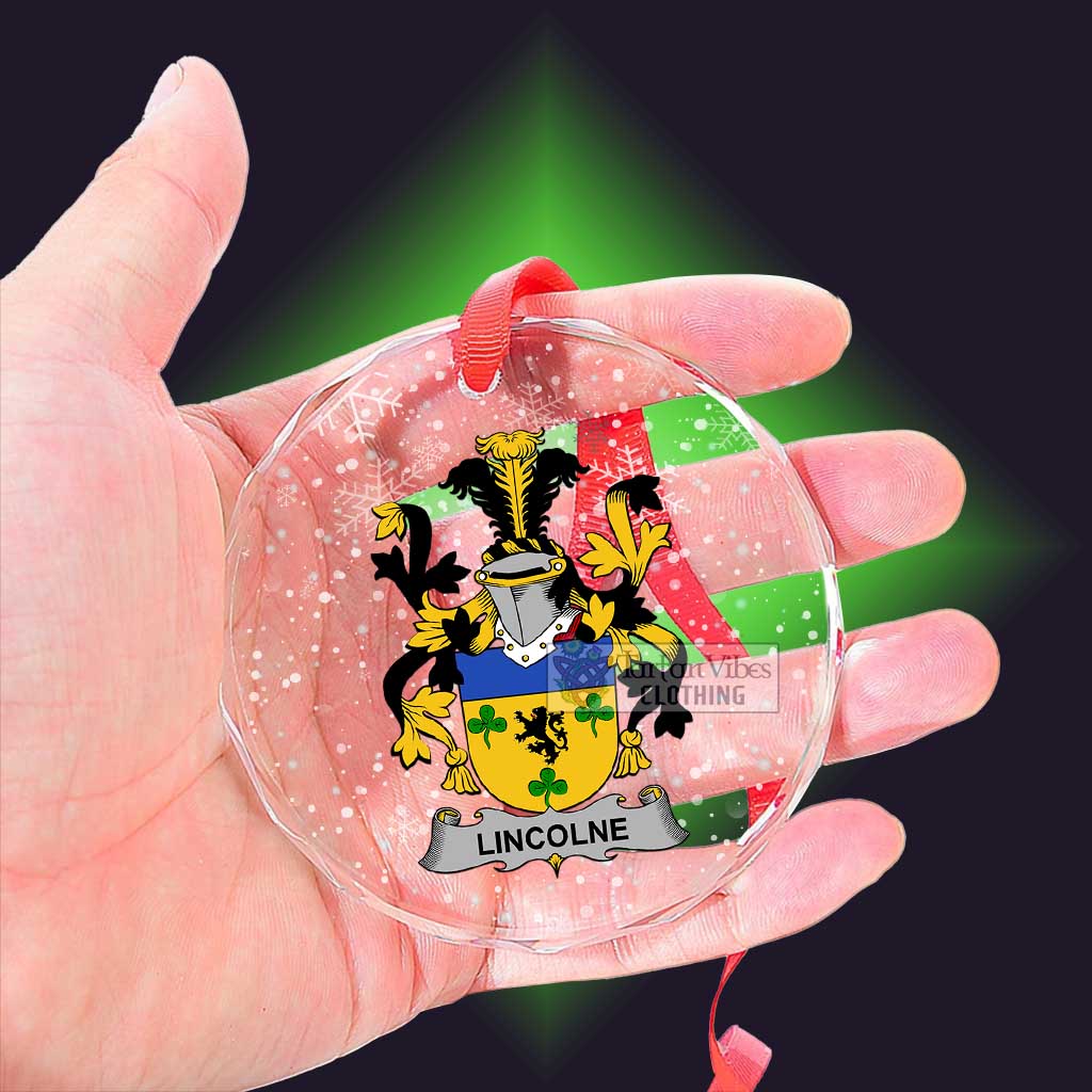 Lincolne Irish Clan Christmas Glass Ornament with Coat of Arms - 2D-tartanvibesclothing
