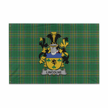 Tartan Vibes Clothing Lincolne Irish Clan Tartan House Flag with Coat of Arms