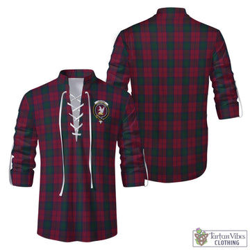 Tartan Vibes Clothing Lindsay Tartan Men's Scottish Traditional Jacobite Ghillie Kilt Shirt with Family Crest