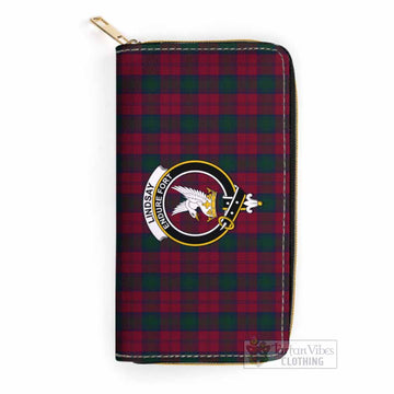 Lindsay Tartan Women's Leather Wallet with Family Crest