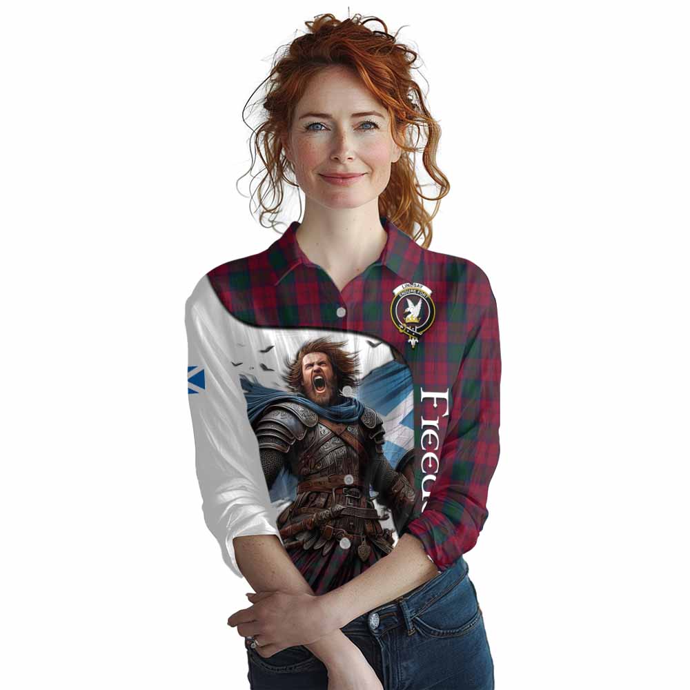 Tartan Vibes Clothing Lindsay Crest Tartan Women's Casual Shirt Inspired by the Freedom of Scottish Warrior