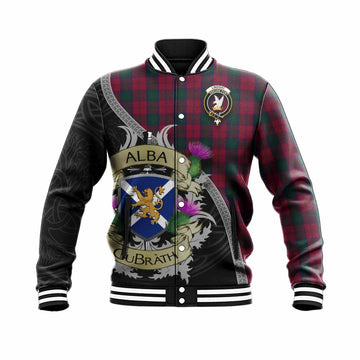 Lindsay Tartan Family Crest Baseball Jacket Lion Rampant Royal Thistle Shield Celtic Inspired