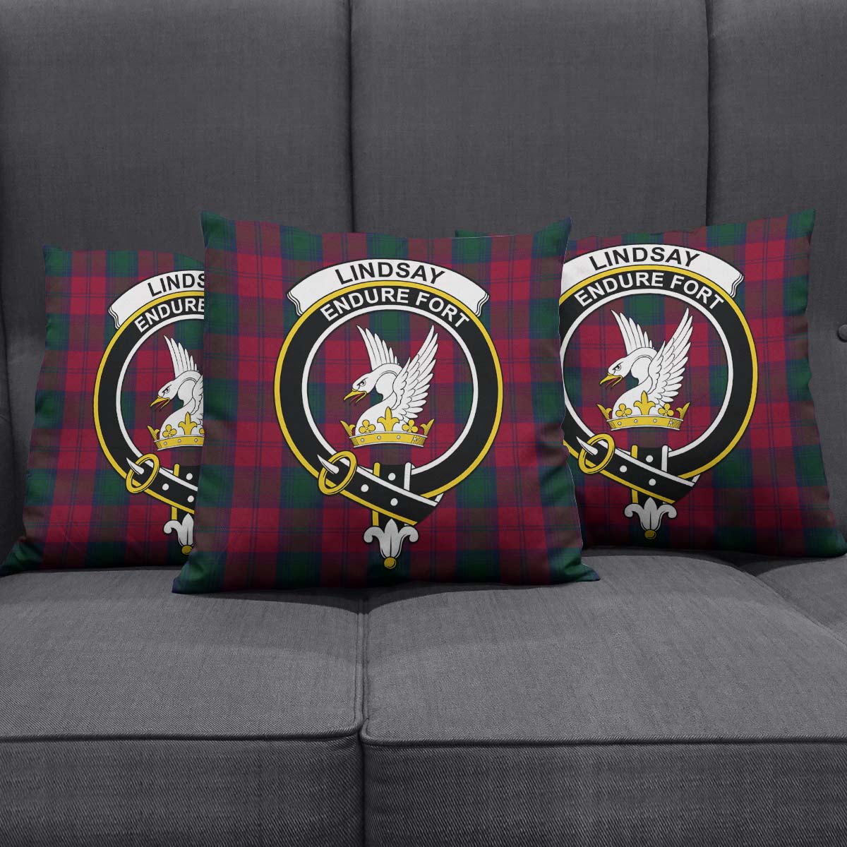 Lindsay Weathered Tartan Crest Christmas Ceramic Ornament