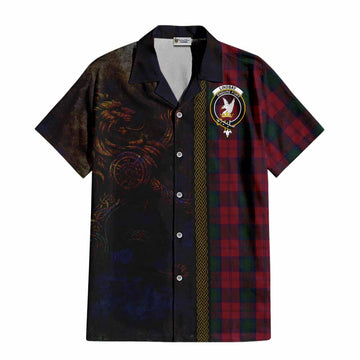 Tartan Vibes Clothing Lindsay Tartan Family Crest Short Sleeve Button Shirt Alba Gu Brath Be Brave Lion Ancient Style