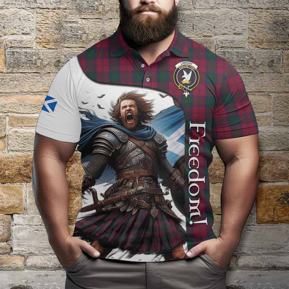 Tartan Vibes Clothing Lindsay Crest Tartan Polo Shirt Inspired by the Freedom of Scottish Warrior