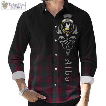 Lindsay Tartan Long Sleeve Button Up Featuring Alba Gu Brath Family Crest Celtic Inspired