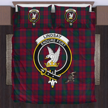 Lindsay Tartan Bedding Set with Family Crest