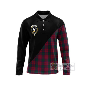 Lindsay Tartan Long Sleeve Polo Shirt with Family Crest and Military Logo Style