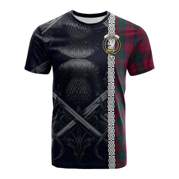 Tartan Vibes Clothing Lindsay Tartan Cotton T-shirt with Family Crest Cross Sword Thistle Celtic Vibes