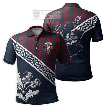 Lindsay Tartan Polo Shirt Featuring Thistle and Scotland Map
