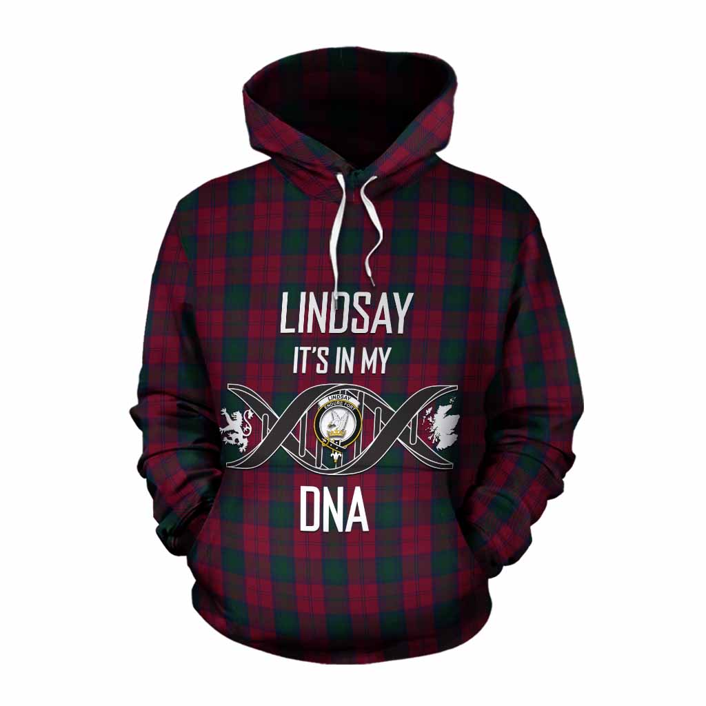 Tartan Vibes Clothing Lindsay Tartan Cotton Hoodie with Family Crest DNA In Me Style