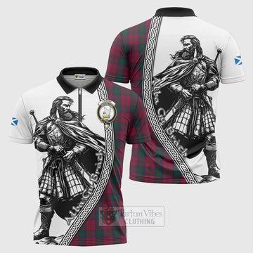 Tartan Vibes Clothing Lindsay Tartan Clan Crest Zipper Polo Shirt with Highlander Warrior Celtic Style