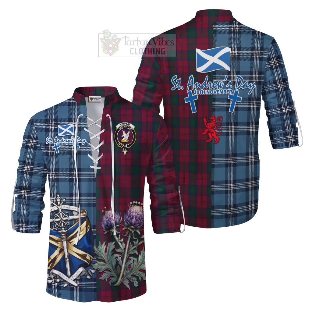 Tartan Vibes Clothing Lindsay Tartan Ghillie Kilt Shirt Happy St. Andrew's Day Half Tartan Style