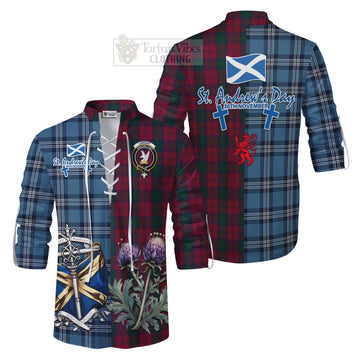 Tartan Vibes Clothing Lindsay Tartan Ghillie Kilt Shirt Happy St. Andrew's Day Half Tartan Style