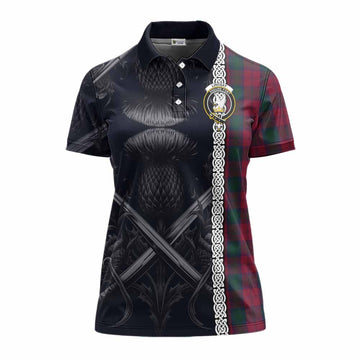 Tartan Vibes Clothing Lindsay Tartan Women's Polo Shirt with Family Crest Cross Sword Thistle Celtic Vibes