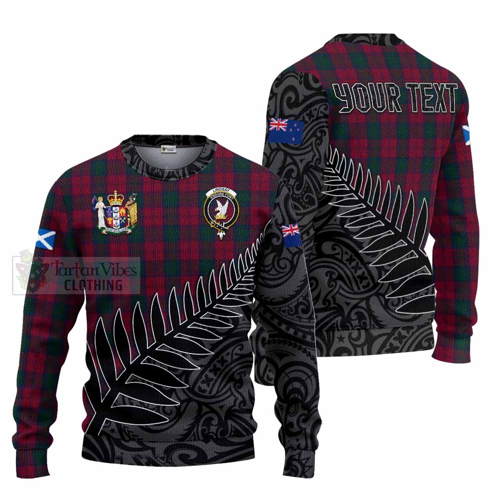 Tartan Vibes Clothing Lindsay Crest Tartan Knitted Sweater with New Zealand Silver Fern Half Style