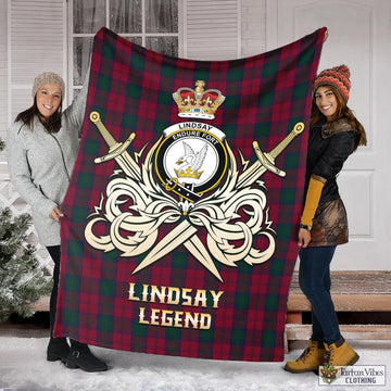 Lindsay Tartan Blanket with Clan Crest and the Golden Sword of Courageous Legacy