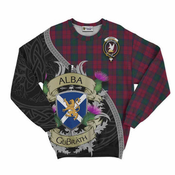 Tartan Vibes Clothing Lindsay Tartan Family Crest Sweatshirt Lion Rampant Royal Thistle Shield Celtic Inspired
