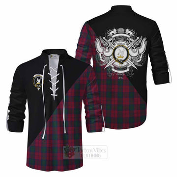 Tartan Vibes Clothing Lindsay Tartan Ghillie Kilt Shirt with Family Crest and Military Logo Style