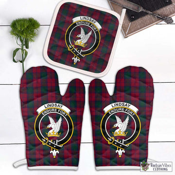 Lindsay Tartan Combo Oven Mitt & Pot-Holder with Family Crest Combo 1 Oven Mitt & 1 Pot-Holder White - Tartan Vibes Clothing
