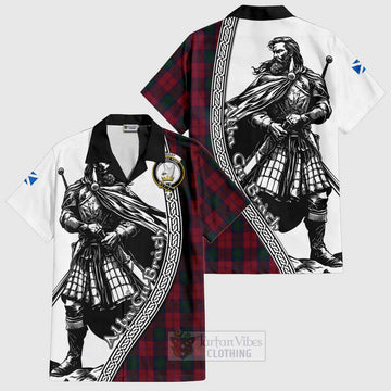 Tartan Vibes Clothing Lindsay Tartan Clan Crest Short Sleeve Button Shirt with Highlander Warrior Celtic Style