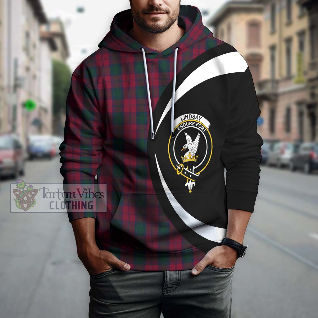 Tartan Vibes Clothing Lindsay Tartan Hoodie with Family Crest Circle Style