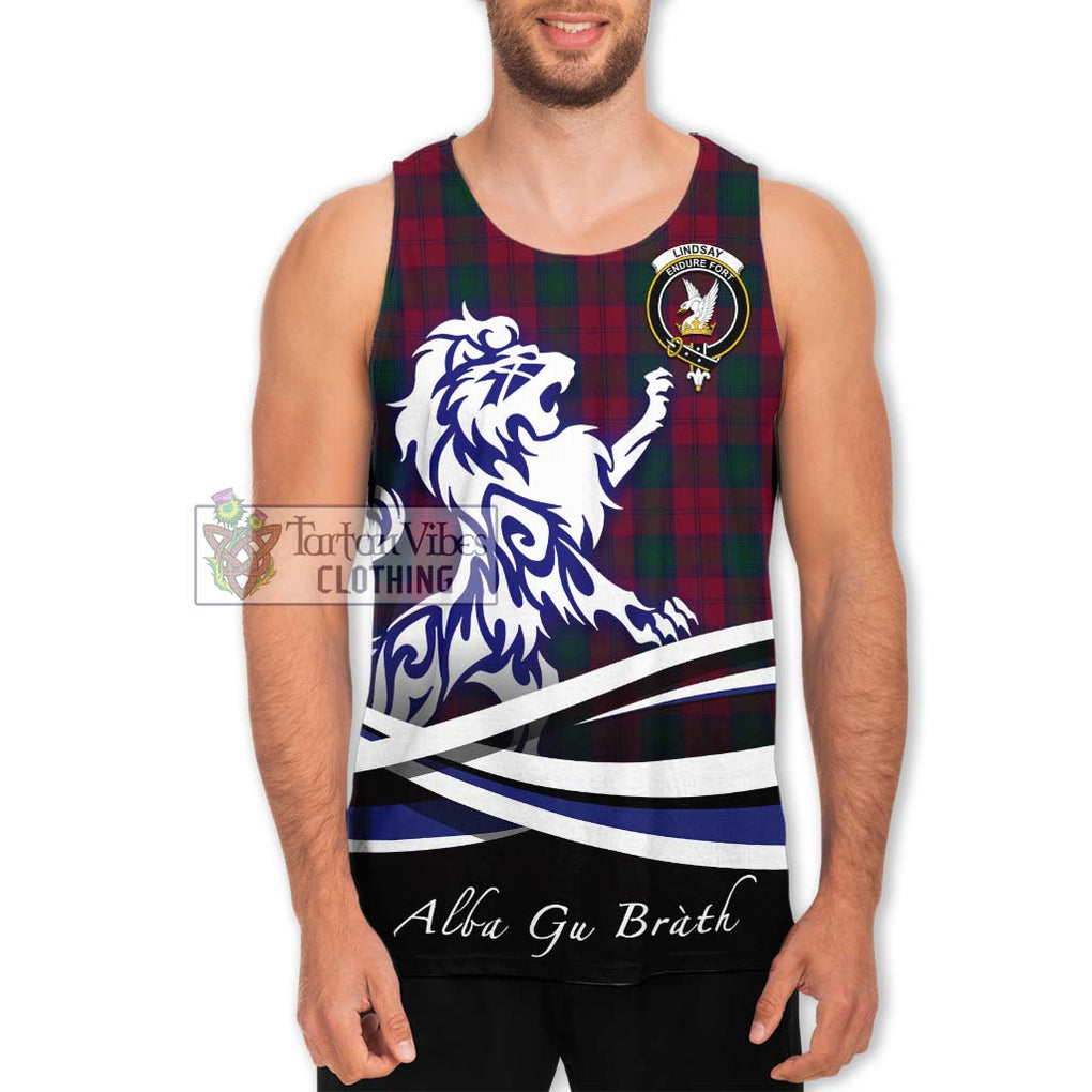 Lindsay Tartan Men's Tank Top with Alba Gu Brath Regal Lion Emblem Men - Tartanvibesclothing Shop